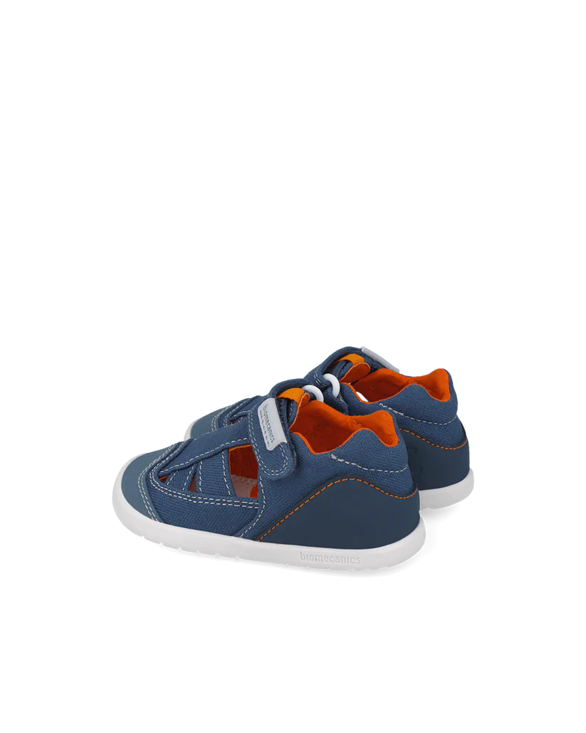 Sandale bébé premiers pas en toile bleue – Biomecanics – chaussures ergonomiques garçon – Nanou’s House Maroc