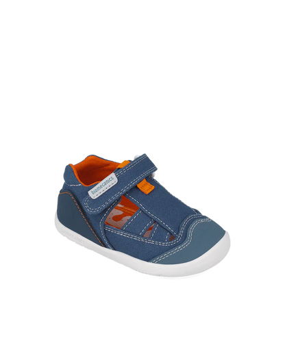 Sandale bébé premiers pas en toile bleue – Biomecanics – chaussures ergonomiques garçon – Nanou’s House Maroc