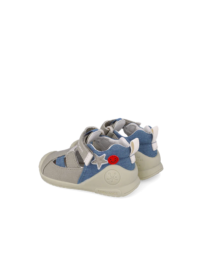 Sandales bébé premiers pas en toile beige Biogateo – Biomecanics – chaussures ergonomiques – Nanou’s House Maroc