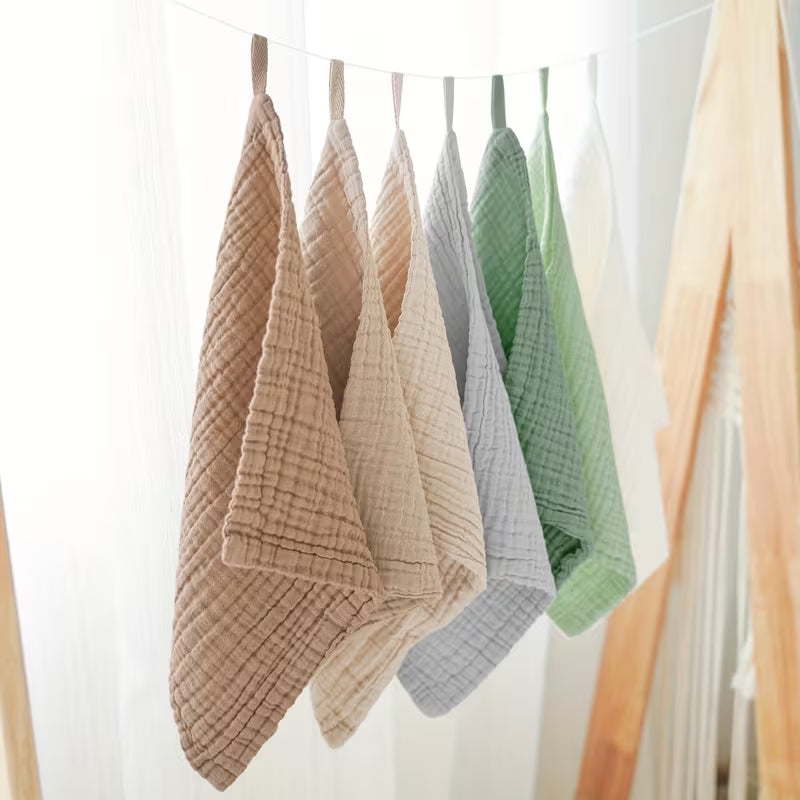 Lot de petites serviettes carrées en gaze de coton, tissu hypoallergénique pour le visage - Nanou's House