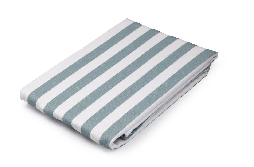 Serviette de plage bébé enfant rayée bleu en coton 70x140cm
