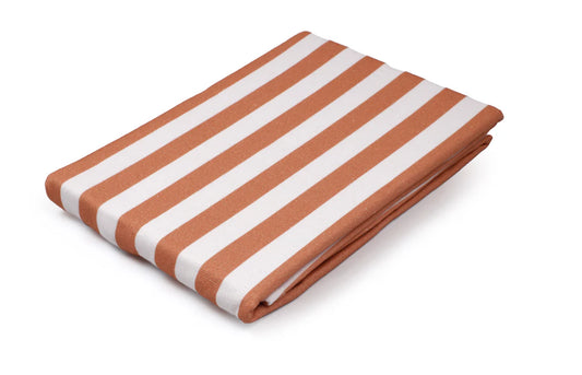Serviette de plage bébé enfant rayée terracota en coton 70x140cm