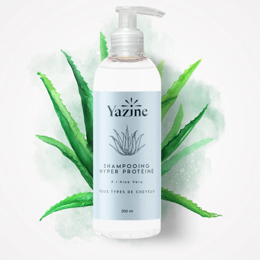 Shampoing sans sulfates Yazine – Nettoyant doux cheveux et cuir chevelu, disponible chez Nanou’s House Maroc