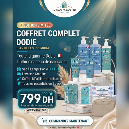 Coffret Complet Dodie 8 Articles + Sac à Langer OFFERT - Pack Soins Bébé Premium