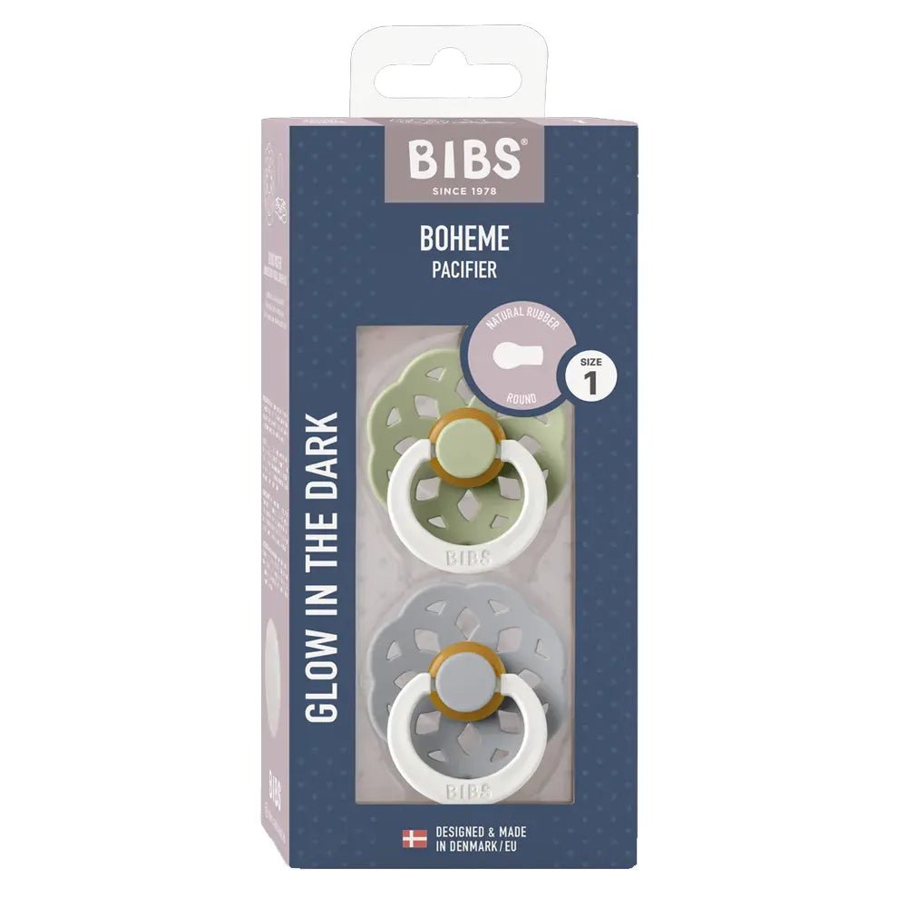 Sucettes BIBS Bohème Ronde Sage / Cloud - GLOW - Nanou's house - BIBS