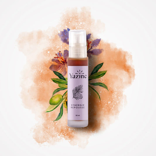 Synergie spéciale repousse Yazine – Huile capillaire naturelle stimulante disponible chez Nanou’s House Maroc