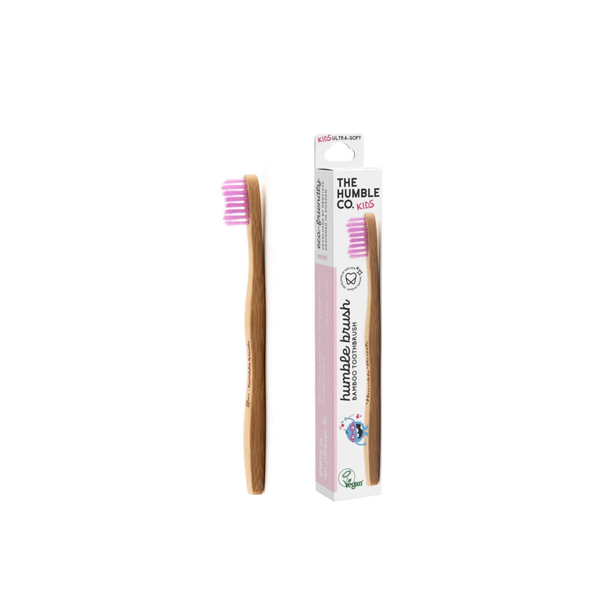 The Humble Co Brosse à Dents Bambou Enfant Ultra Souple Rose 2-8 ans