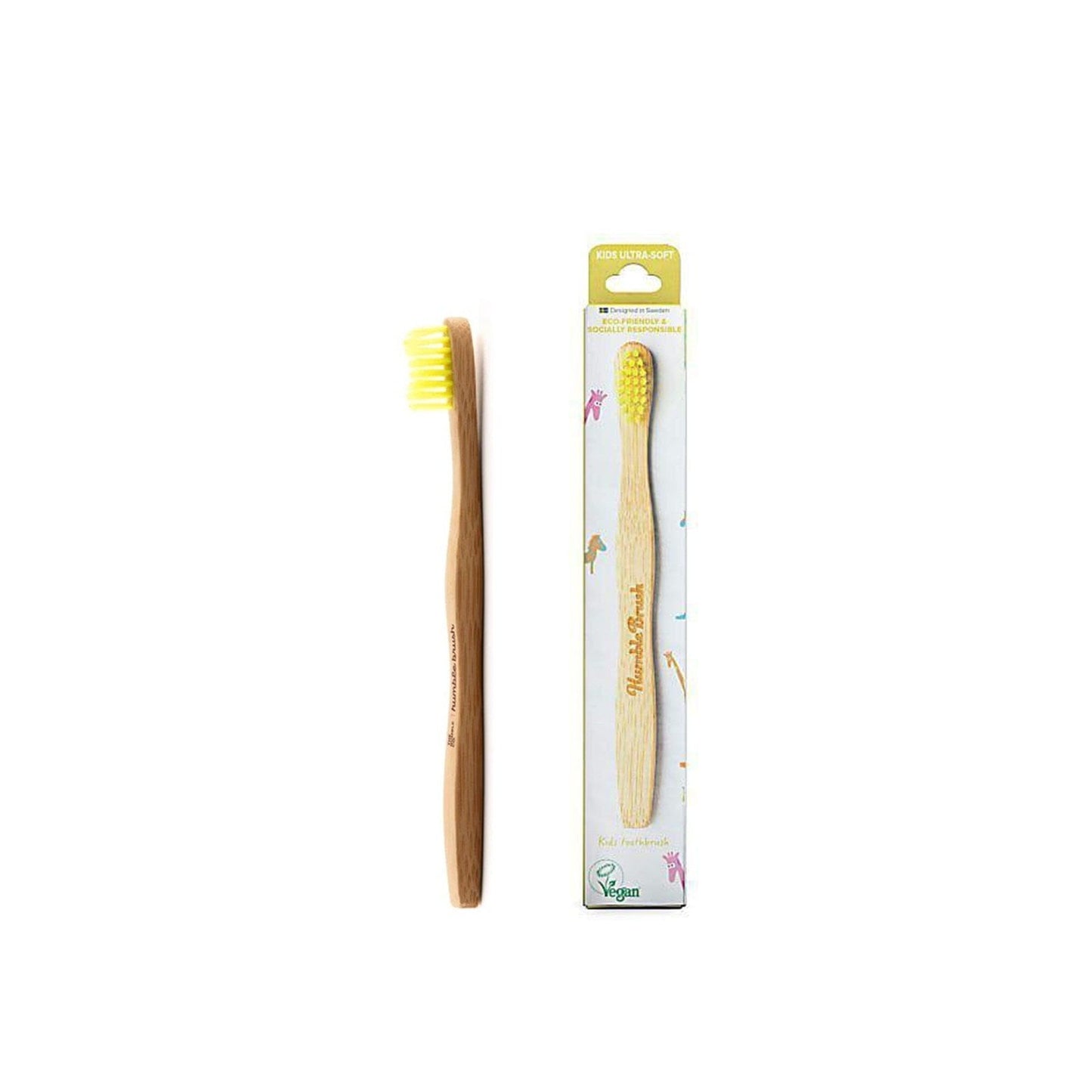 The Humble Co Brosse à Dents Bambou Enfant Ultra Souple Jaune 2-8 ans - Nanou's House Maroc