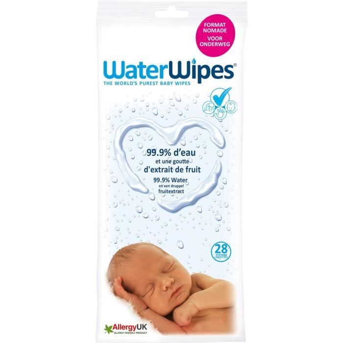 Lingettes bébé WaterWipes (99,9% eau) format voyage 28 lingettes | Nanou's House
