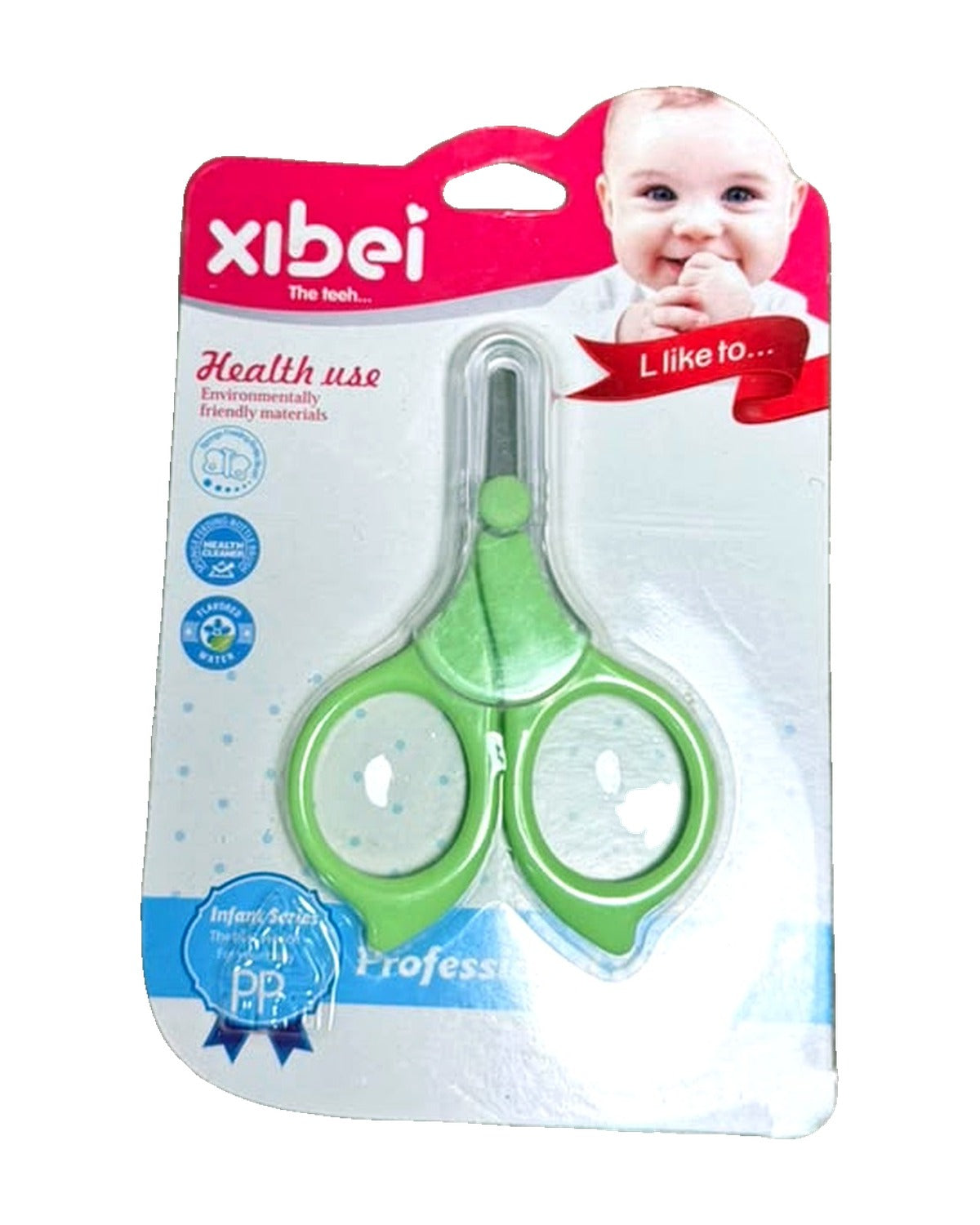 Ciseaux à ongles bébé Xibei à bouts ronds – Vert – Nanou's House
