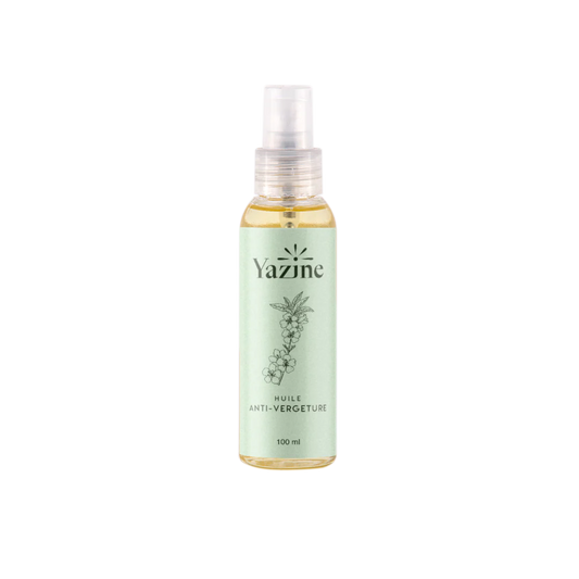 Huile anti-vergeture grossesse Yazine 100 ml – soin naturel disponible chez Nanou’s House Maroc