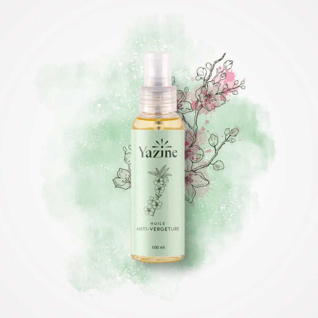 Huile anti-vergeture grossesse Yazine 100 ml – soin naturel disponible chez Nanou’s House Maroc