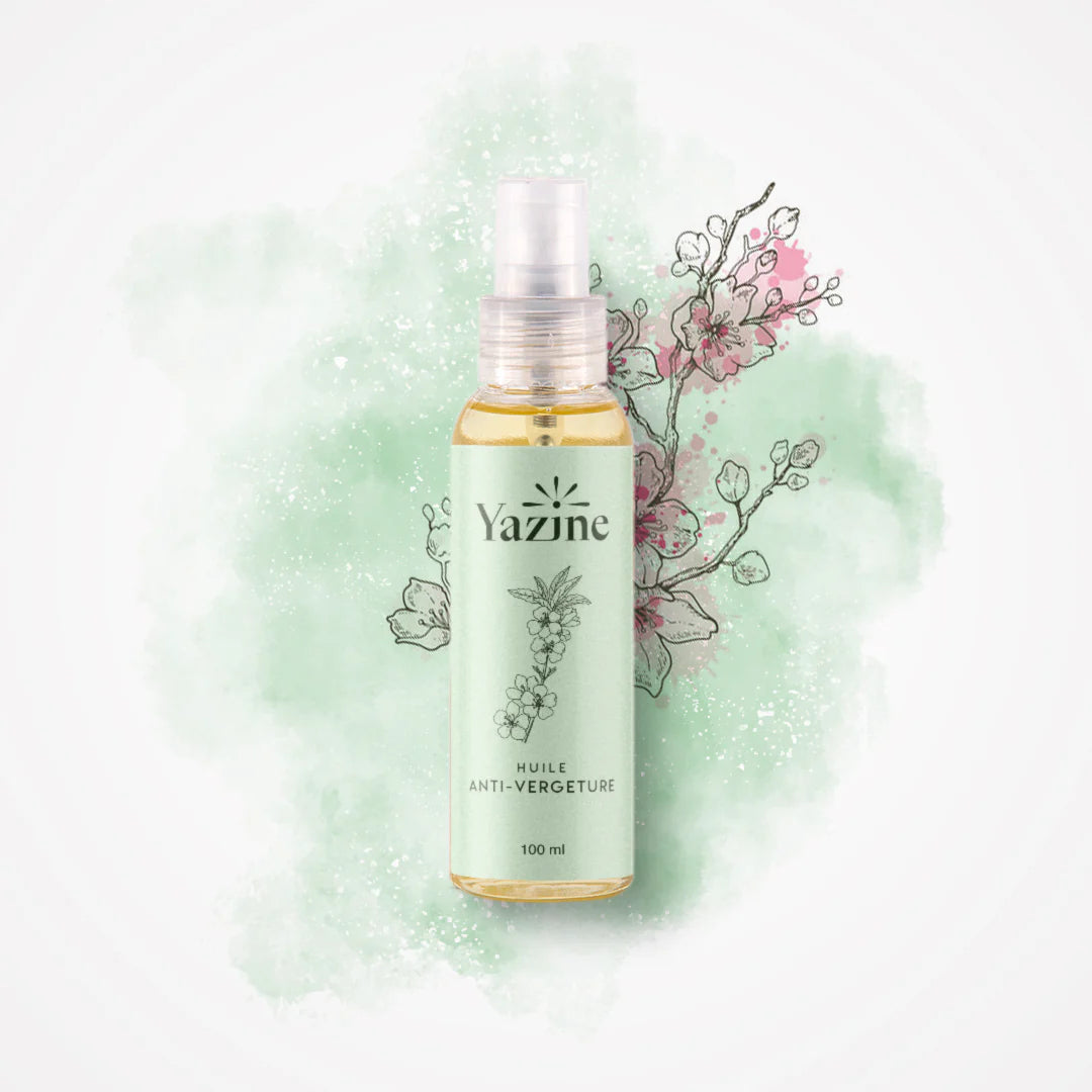 Huile anti-vergeture grossesse Yazine 100 ml – soin naturel disponible chez Nanou’s House Maroc