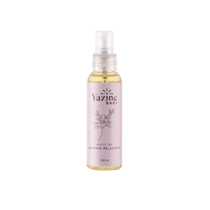 Huile de massage relaxante pour bébé Yazine – soin naturel disponible chez Nanou’s House Maroc