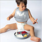 Assiette bébé silicone Yummy multi-compartiments avec ventouse 4M+ | Nanou’s House Maroc