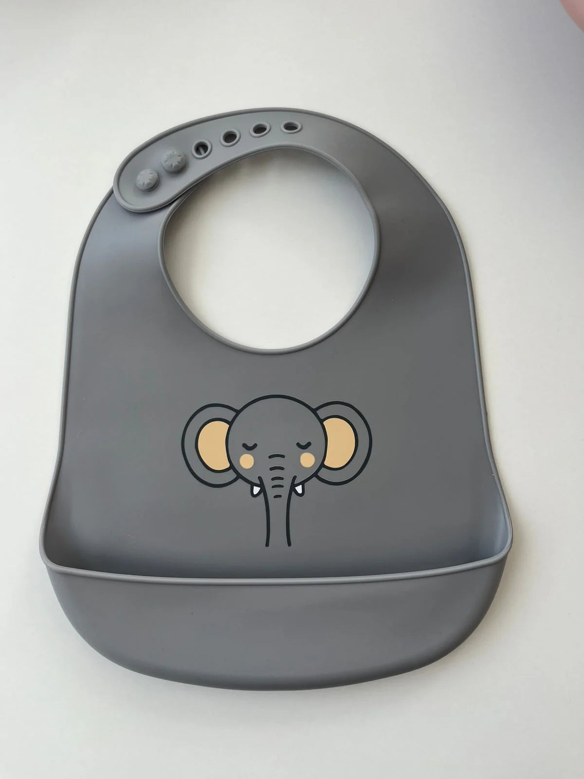 YUMMY Bavoir Elephant en Silicone avec poche 9M+