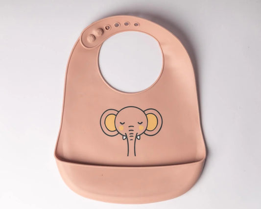 YUMMY Bavoir Elephant en Silicone avec poche 9M+