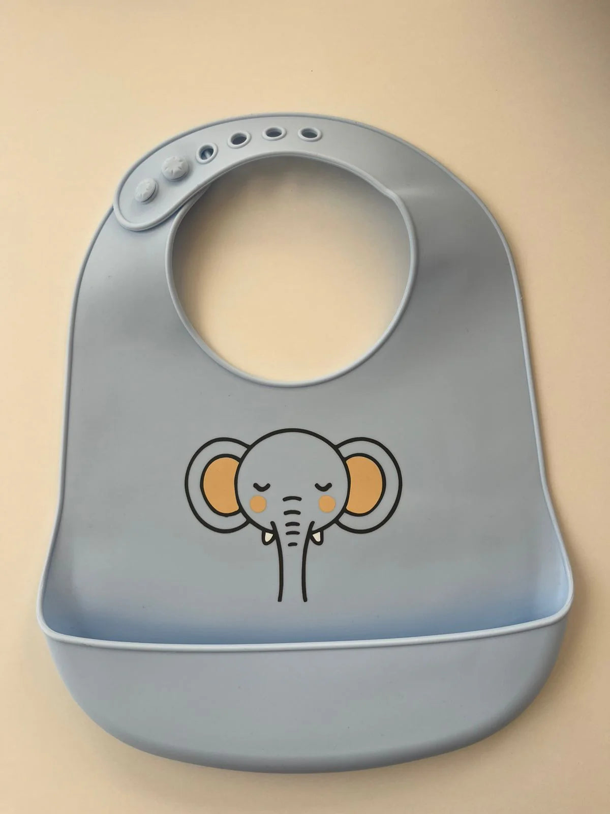 YUMMY Bavoir Elephant en Silicone avec poche 9M+