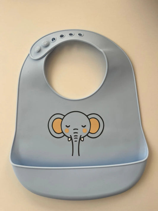 YUMMY Bavoir Elephant en Silicone avec poche 9M+