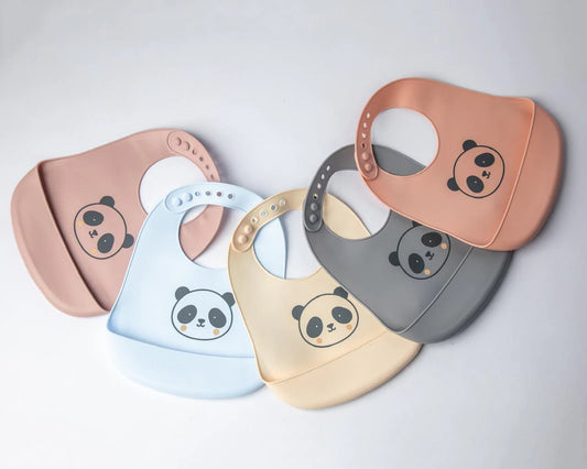 YUMMY Bavoir Panda en Silicone avec poche 9M+