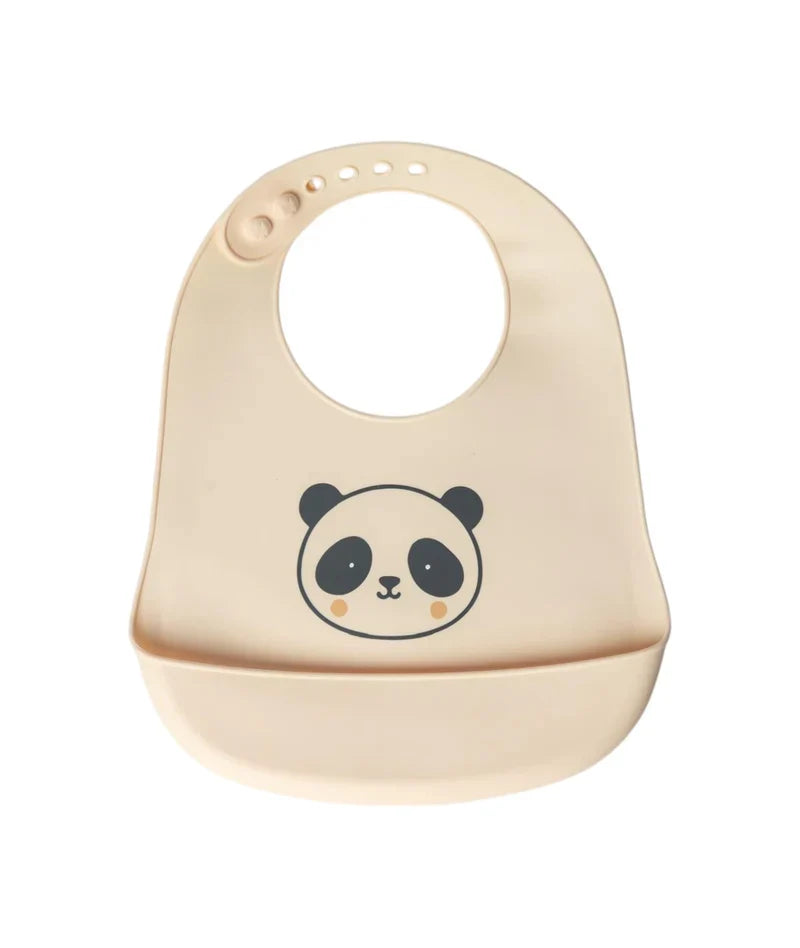 YUMMY Bavoir Panda en Silicone avec poche 9M+