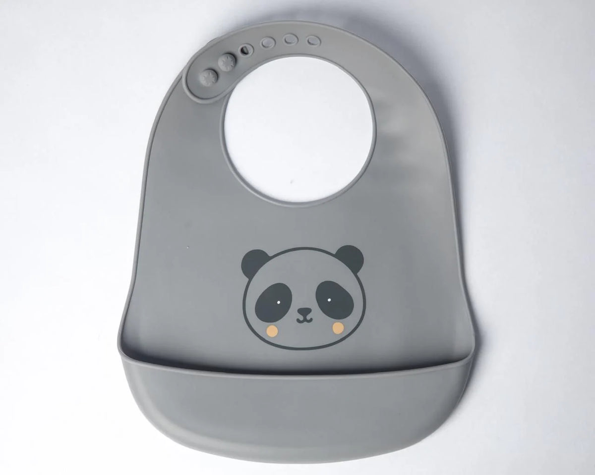 YUMMY Bavoir Panda en Silicone avec poche 9M+