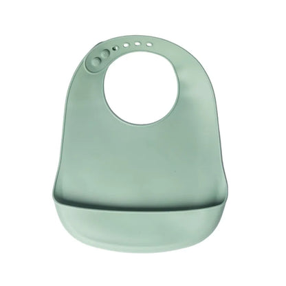 Bavoir YUMMY en silicone avec poche 4M+ – Vert Pastel – Nanou's House