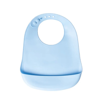 Bavoir YUMMY en silicone avec poche 4M+ – Bleu Ciel – Nanou's House