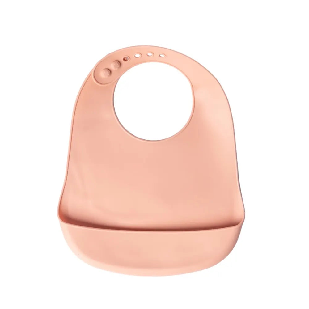 Bavoir YUMMY en silicone avec poche 4M+ – Rose Pastel – Nanou's House
