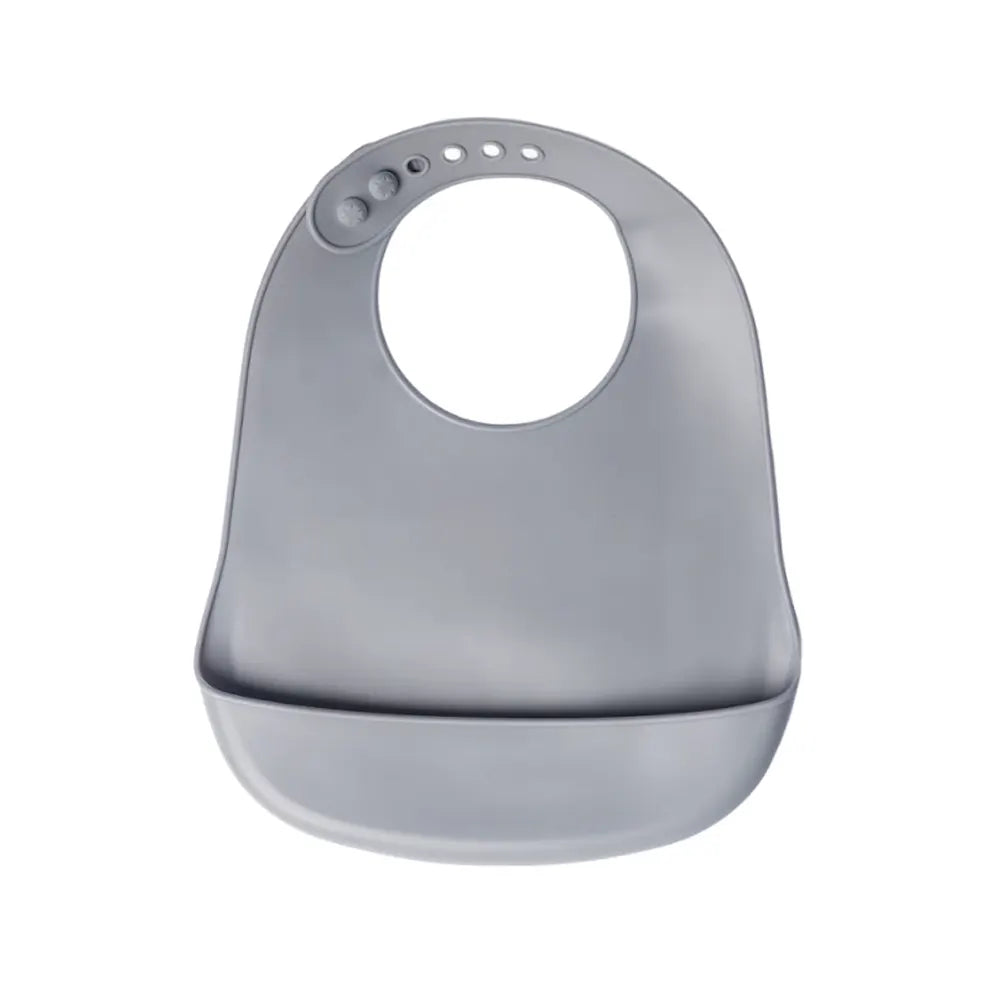 Bavoir YUMMY en silicone avec poche 4M+ – Gris – Nanou's House