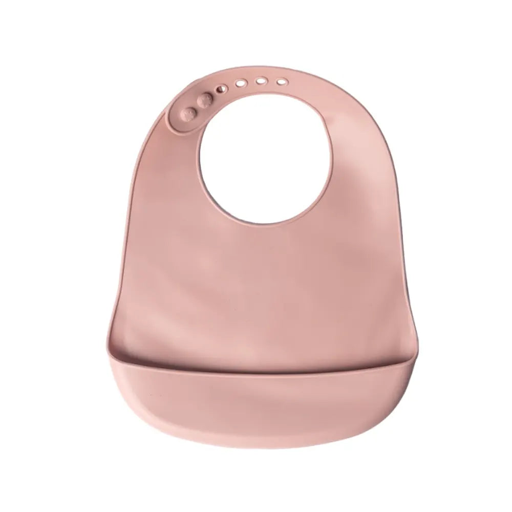 Bavoir YUMMY en silicone avec poche 4M+ – Rose Blush – Nanou's House