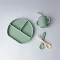 YUMMY set repas bébé en silicone antidérapant 6M+ vert pastel | Nanou’s House Maroc