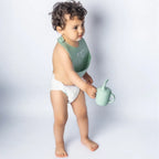 YUMMY set repas bébé en silicone antidérapant 6M+ vert pastel | Nanou’s House Maroc