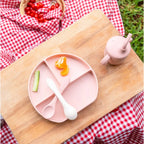 YUMMY set repas bébé en silicone antidérapant 6M+ rose  | Nanou’s House Maroc