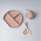 YUMMY set repas bébé en silicone antidérapant 6M+ rose | Nanou’s House Maroc