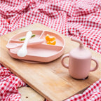 YUMMY set repas bébé en silicone antidérapant 6M+ rose | Nanou’s House Maroc
