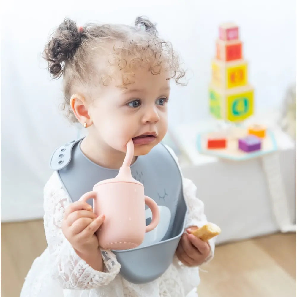 YUMMY set repas bébé en silicone antidérapant 6M+ rose | Nanou’s House Maroc